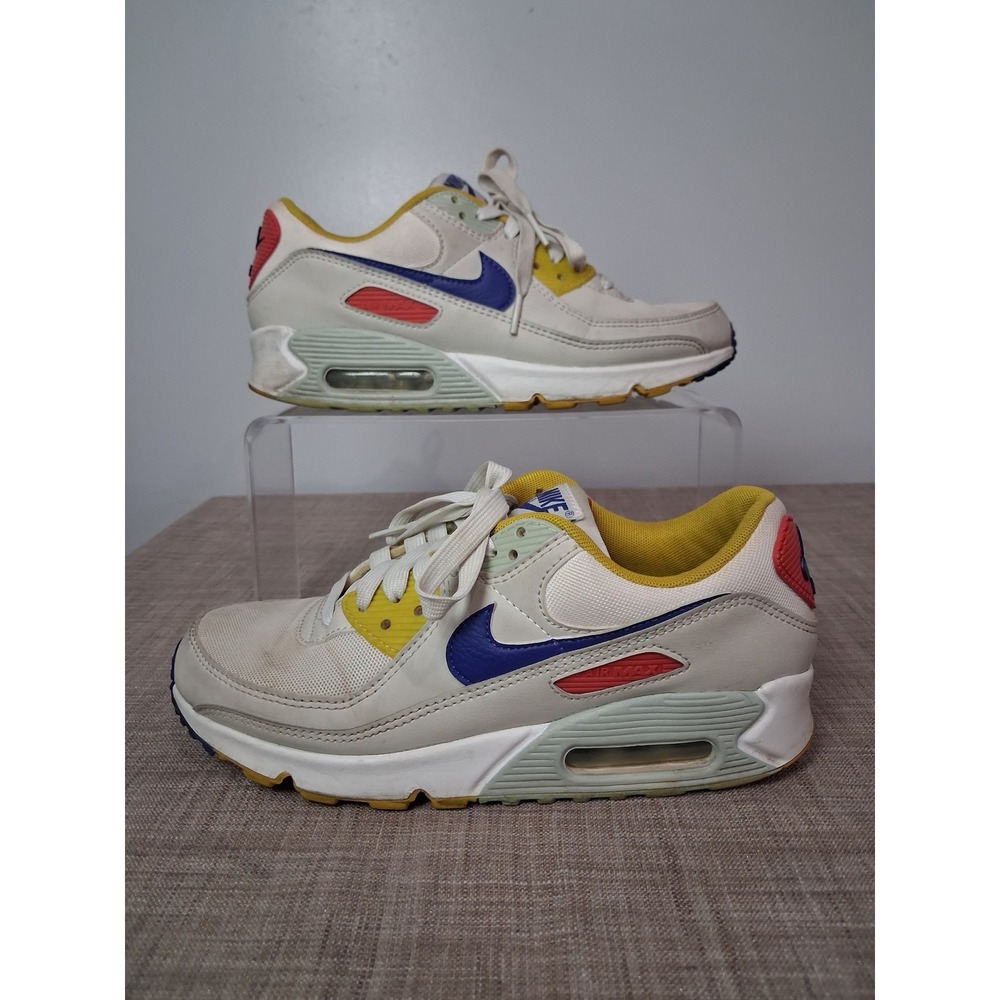 Nike Air Max 90 Womens Size 8 Cream Blue Yellow Pink Colorblock Sneaker